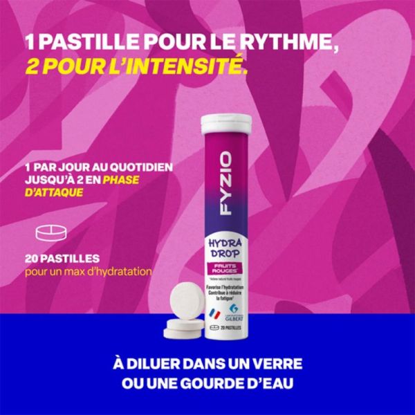 Gilbert Fyzio Hydra Drop Fruits Rouges 20 pastilles – Hydratation et équilibre électrolytique