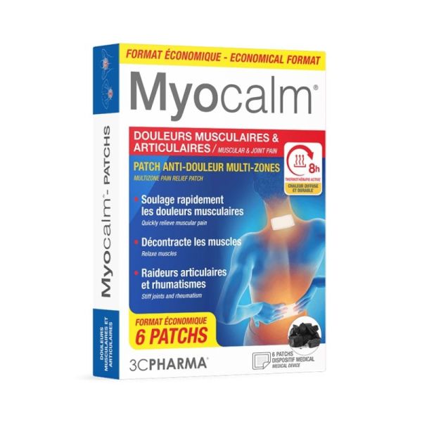 3C Pharma Myocalm Patchs Douleurs Musculaires Multi-zones - Format économique 6 patchs