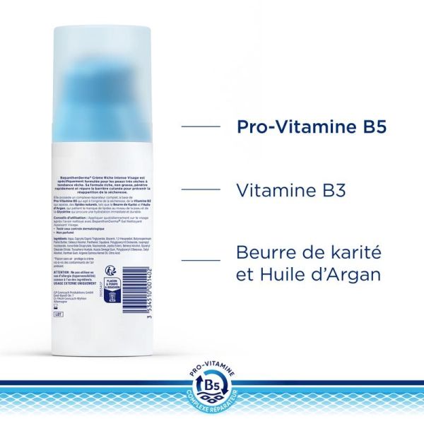 Bayer BepanthenDerma Crème Riche Intense Visage - 50ml