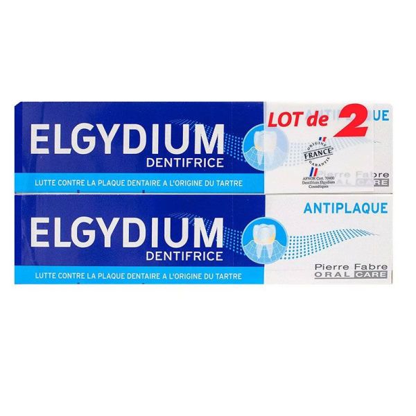 Elgydium Dentifrice Anti-Plaque - Lot de 2 x 75 ml - Hygiène Dentaire Quotidienne