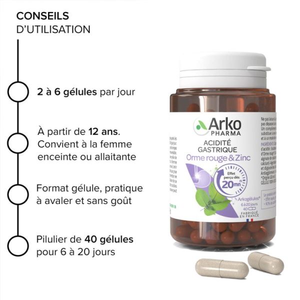 Arkopharma Arkogélules Acidité Gastrique 40 gélules – Confort digestif