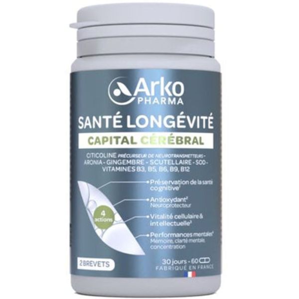 Arkopharma Santé Longévité Cérébrale 60 gélules – Préservation des fonctions cognitives et de la mémoire