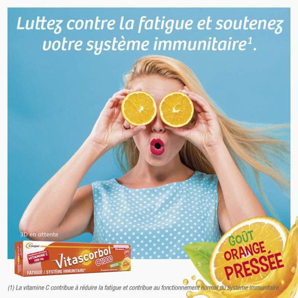 Vitascorbol Vitamine C 1000mg - 20 comprimés effervescents - Vitalité et Défenses Immunitaires