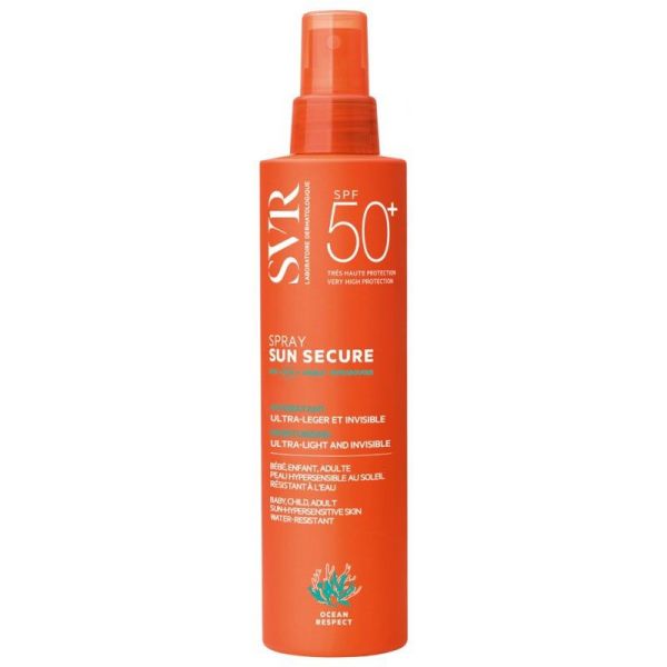 SVR Sun Secure Spray SPF50+ - 200 ml - Toute la Famille & Peaux Hypersensibles au Soleil