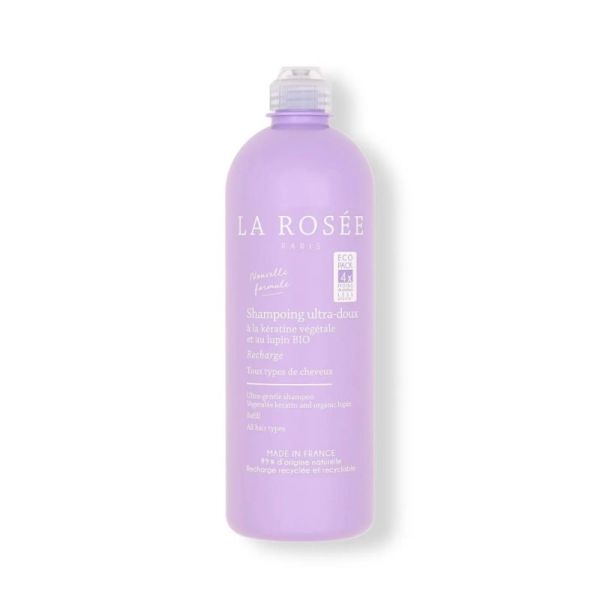 La Rosée Shampoing ultra-doux Recharge 400 ml - A la kératine végétale upcyclée, lupin BIO et vinaigre de framboise BIO