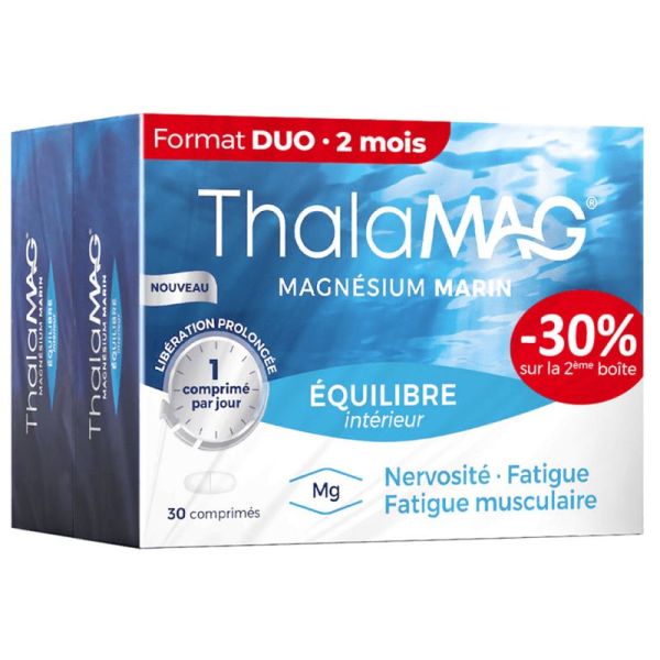 Thalamag Equilibre Intérieur Magnésium Marin - 2 x 30 comprimés - Réduit la fatigue, soutient le système nerveux et musculaire