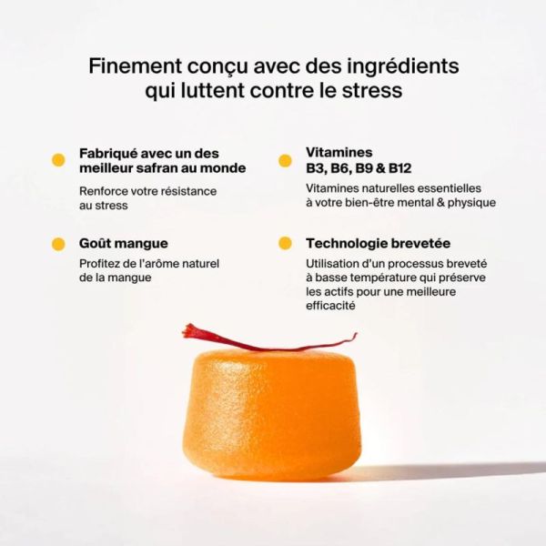 Naali Gummies Anti-Stress & Anxiété au Safran - 42 Gummies Mangue