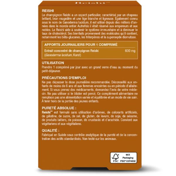 New Nordic Reishi 600 mg 30 Comprimés – Immunité et vitalité