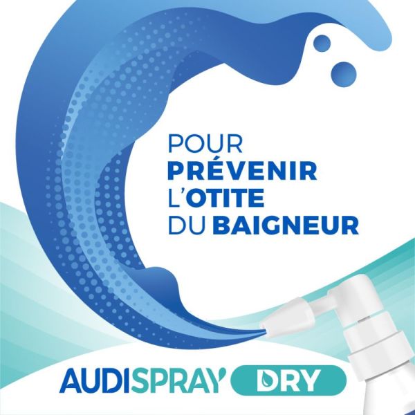 Audispray Dry - 30ml - Prévention de l'otite externe, facilite l'évaporation de l'eau, apaise la peau