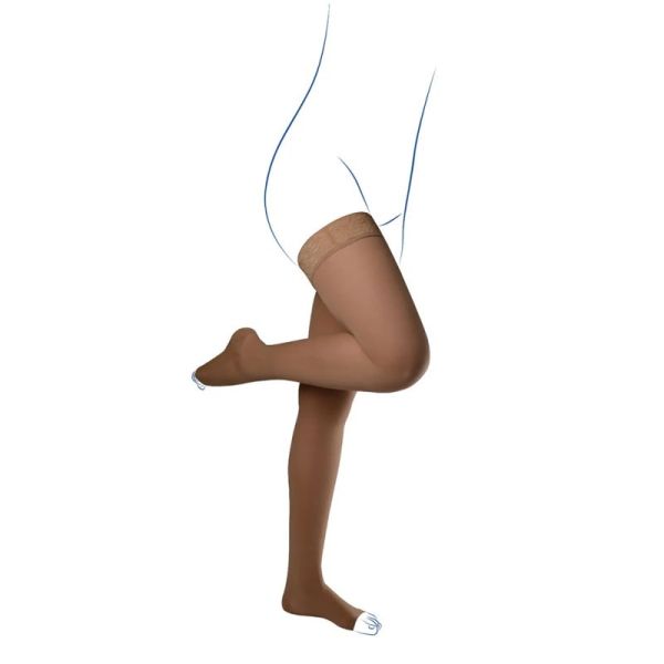 Thuasne Venoflex Secret C3 Bas-Cuisses de Contention Pieds Ouverts Long – Maintien fort et confort