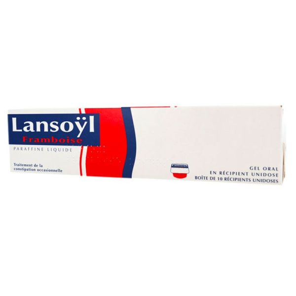 Lansoyl Framboise Gel Oral - Contre la Constipation Occasionnelle - Boite de 10 unidoses de 15 g