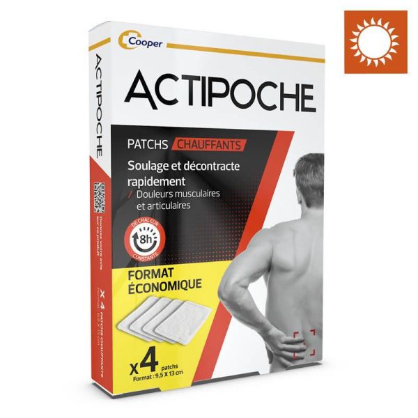Actipoche Patch Chauffants - 4 patchs - Soulagement longue durée des douleurs musculaires et articulaires