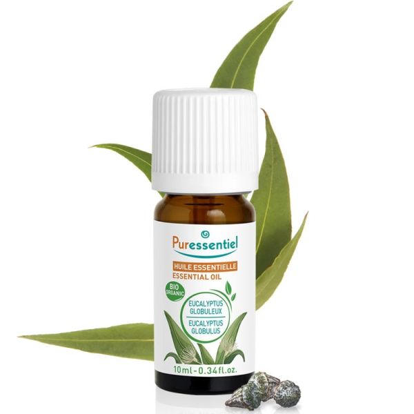 Puressentiel Huile Essentielle Eucalyptus Globuleux Bio 10 ml – Fluidifie les sécrétions et libère les bronches