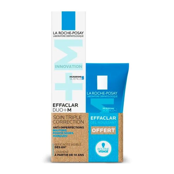 La Roche-Posay Effaclar Duo+M Soin Triple Correction 40ml  + Gel Moussant 50ml OFFERT