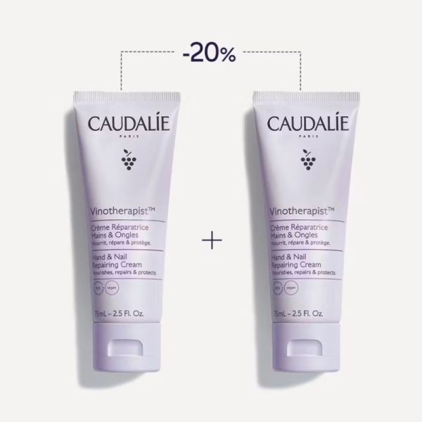 Caudalie Vinothérapist Duo Crème Réparatrice Mains et Ongles 2x75ml - Nourrit et répare les mains sèches