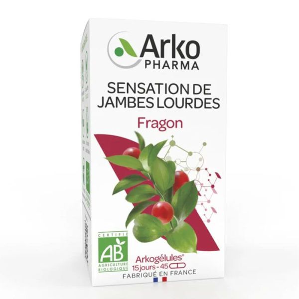 Arkopharma Arkogélules Fragon Bio - 45 Gélules - Réduit la Sensation de Jambes Lourdes