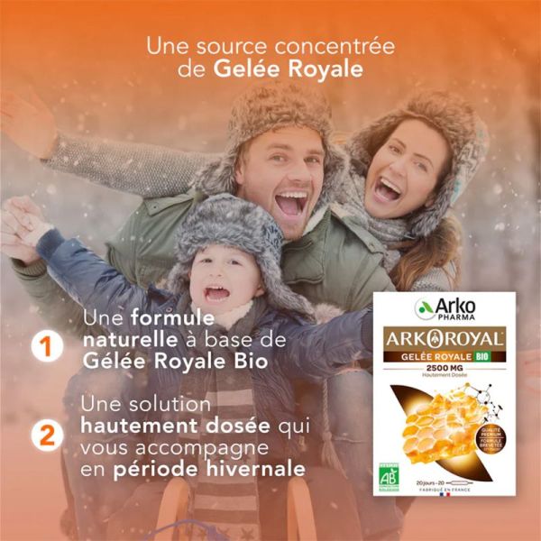 Arkopharma Arkoroyal Trésor de la Ruche Gelée Royale 2500mg Bio 20 ampoules