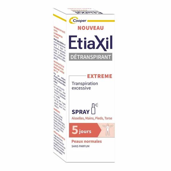 Etiaxil Spray Déodorant Détranspirant Aisselles Mains Pieds Torse - 30ml - Anti-transpirant extrême