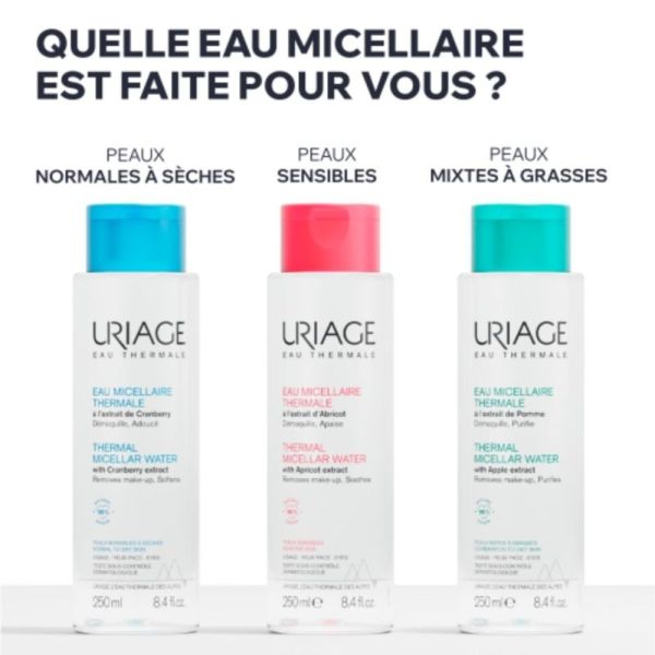 Uriage Eau Micellaire Thermale Peaux Sensibles 500 ml - Démaquille et renforce la défense naturelle de la peau