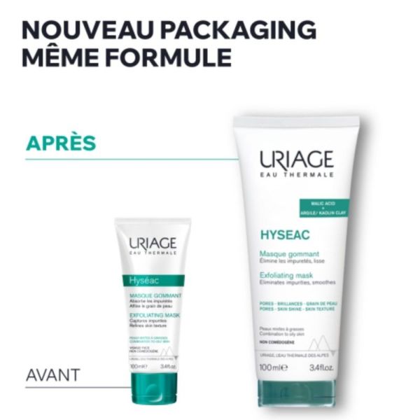 Uriage Hyséac Masque Gommant 100 ml - Double action masque et gommage pour peau nette