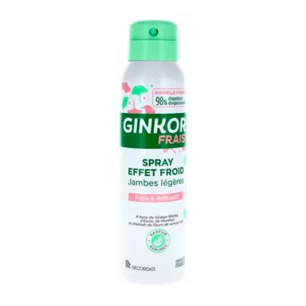 Ginkor Frais Spray Effet Froid - Jambes Légères - Sensation de Fraîcheur - 125 ml