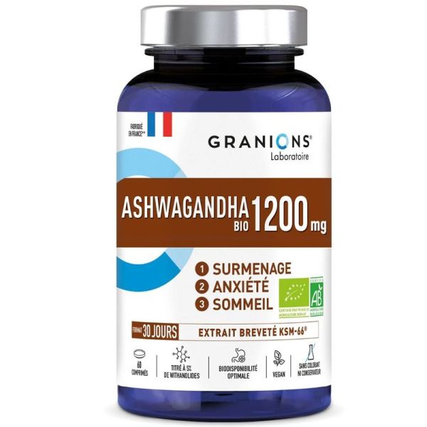 Granions Ashwagandha 1200mg Bio Surmenage, Anxiété & Stress - 60 Comprimés