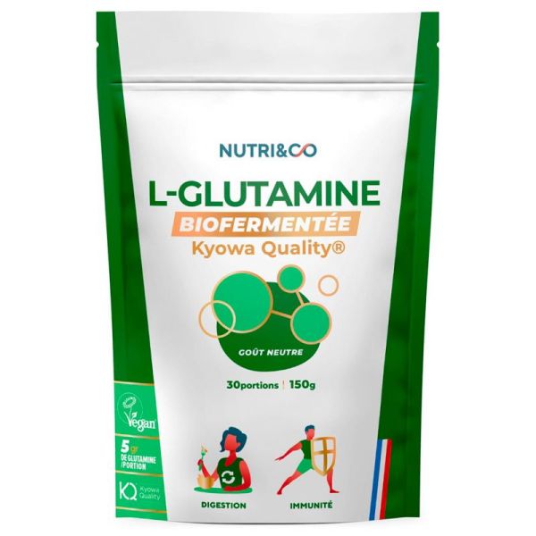 Nutri&Co L-Glutamine Biofermentée - 150 g - Goût Neutre - Digestion, immunité et récupération