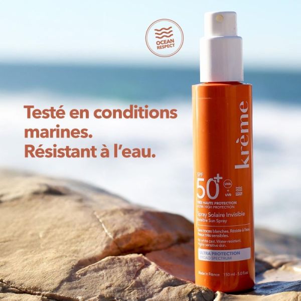 Krème Spray Solaire Invisible SPF50+ - 150ml - Protection maximale pour peaux très sensibles