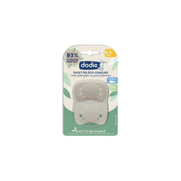 Dodie Sucette Anatomique Eco-Conçue +0m Beige Lot de 2