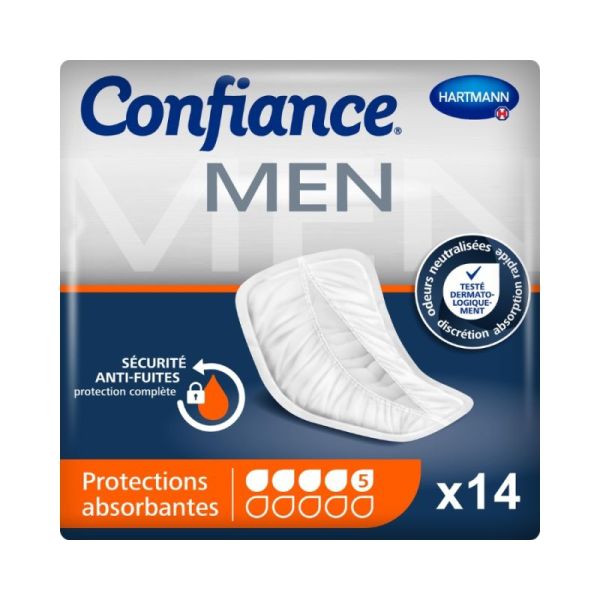 Confiance Men Pads Protections Absorbantes 5 Gouttes - 14 Pièces