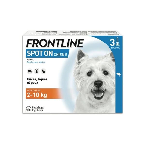 Frontline Spot-On Antiparasitaire Chien S de 2 à 10 kg - 3 Pipettes