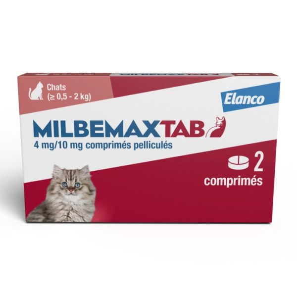 ELANCO MilbemaxTab Petits Chats et Chatons de 0,5 à 2 kg - Boîte de 2 comprimés pelliculés sécables