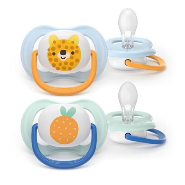 Philips Avent Ultra Air Happy Sucettes Orthodontiques en Silicone 0/6 Mois - 2 Sucettes