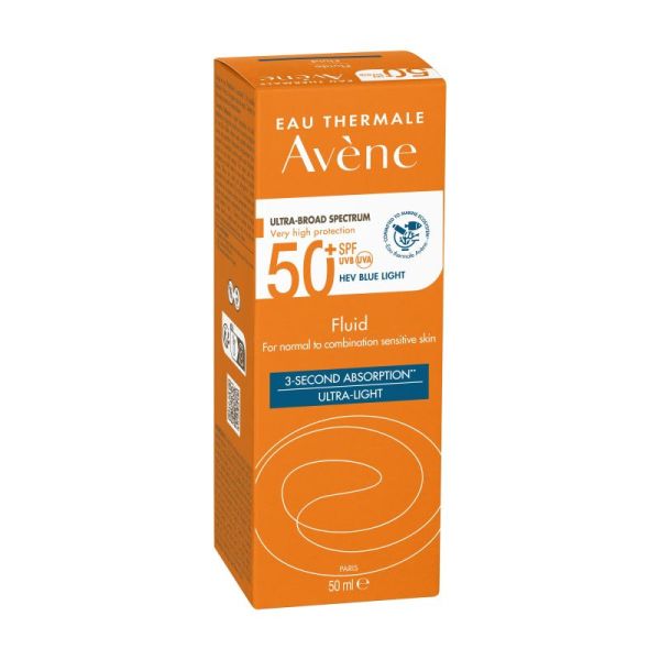 Avène Solaire Fluide SPF50+ - 50ml - Protection sensation ultra légère et fini invisible
