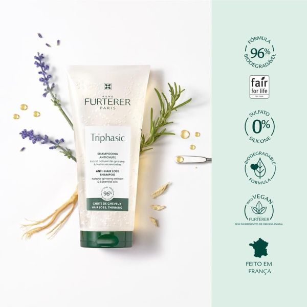 René Furterer Triphasic Shampoing Antichute - 250 ml - Stimulation et Croissance Capillaire