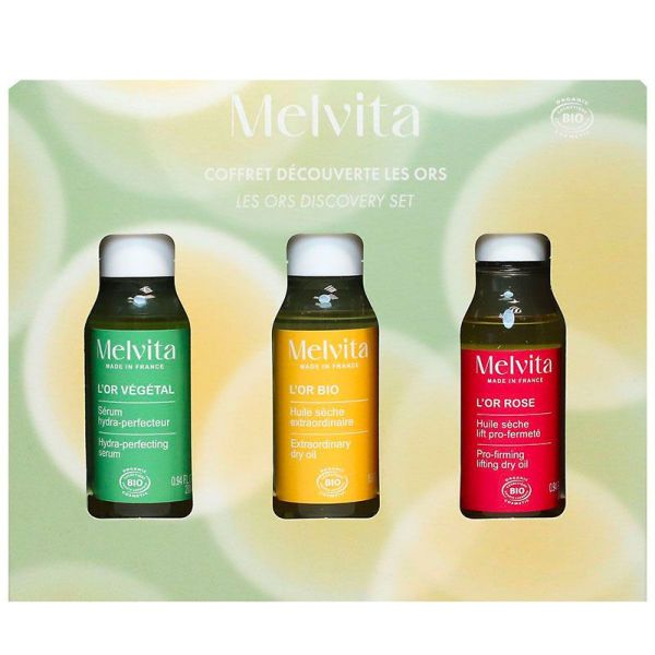 Melvita Coffret Découverte les Ors - Sublime la Peau et les Cheveux - Huile Extraordianire + Sérum + Huile Sèche