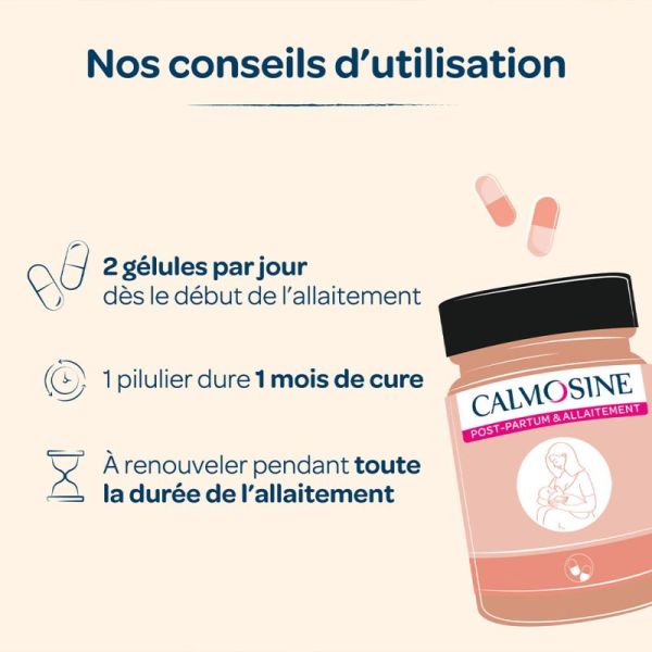 Calmosine Post-Partum & Allaitement 60 Gélules - vitalité, équilibre émotionnel et soutien de la lactation