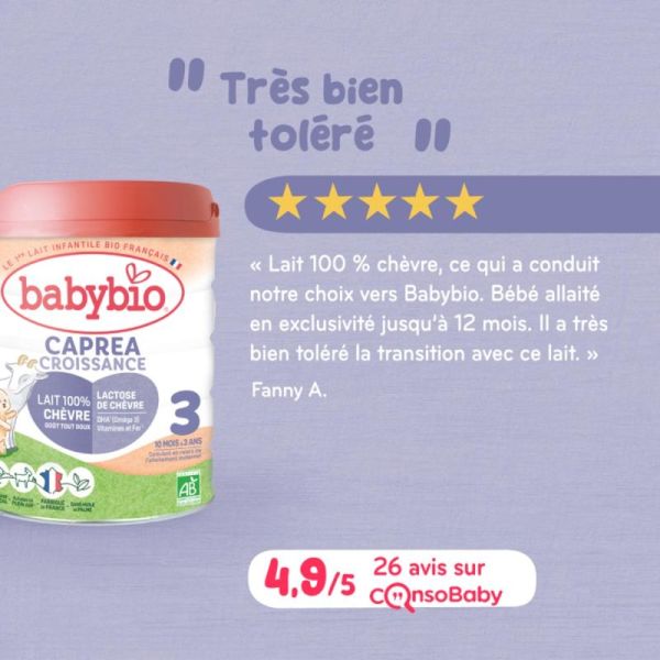 Babybio Caprea 3 Lait de Chèvre Dès 10 mois - 800g