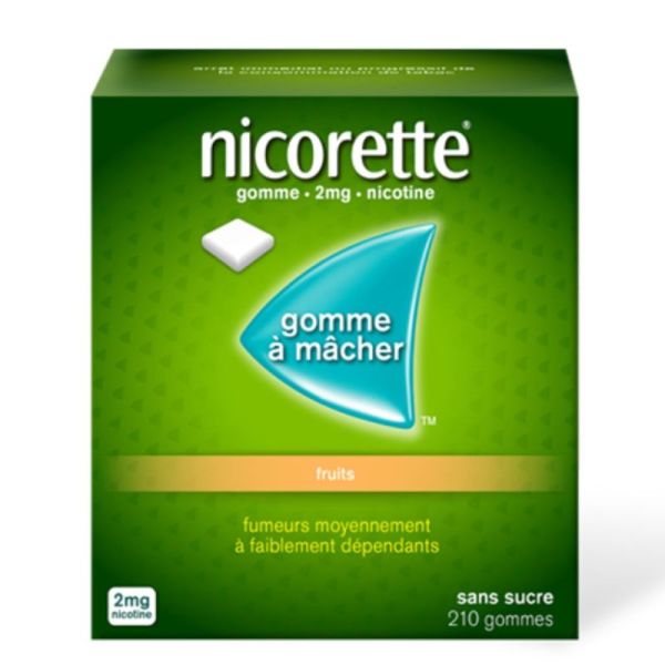 Nicorette Gomme à Mâcher 2mg Fruits Sevrage Nicotinique - 160 Gommes à Mâcher