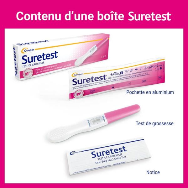 Suretest Test de Grossesse 1 test - Simple, Rapide & Fiable