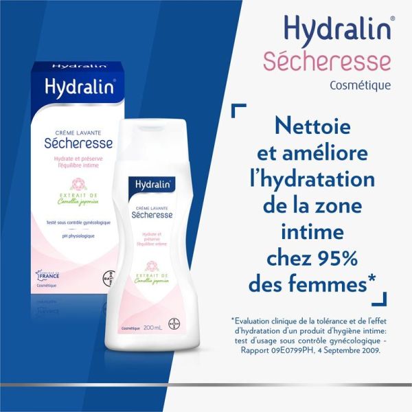 Hydralin Soin Lavant Intime Sécheresse - 200 ml - Hydrate et préserve l'équilibre intime