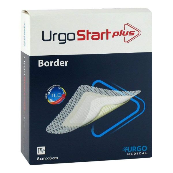 UrgoStart Plus Border Pansement Hydrocellulaire Adhésif - 16 unités de 8 × 8 cm