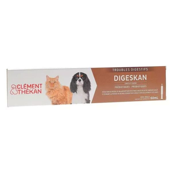 Clément-Thékan Digeskan Pâte Orale Chat et Chien - Contre les Troubles Digestifs - Seringue de 60ml