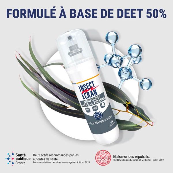 Insect Ecran Anti-Moustiques Guêpes et Frelons Spray Répulsif - 100ml - Protection renforcée