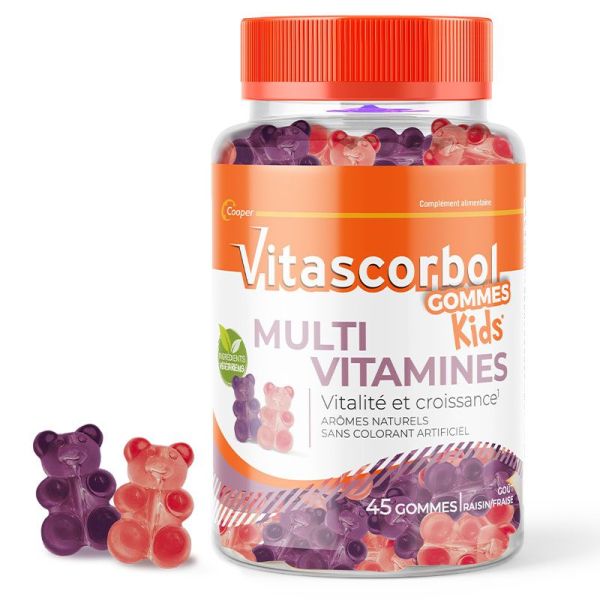 Vitascorbol Kids Multivitamines - Soutien la Croissance et la Vitalité des Enfants - 45 Gummies