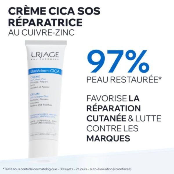 Uriage Bariéderm-Cica Crème au Cuivre Zinc 100 ml - Restaure et hydrate les peaux irritées