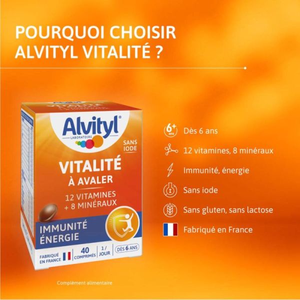 Alvityl Vitalité - 40 Comprimés à Avaler