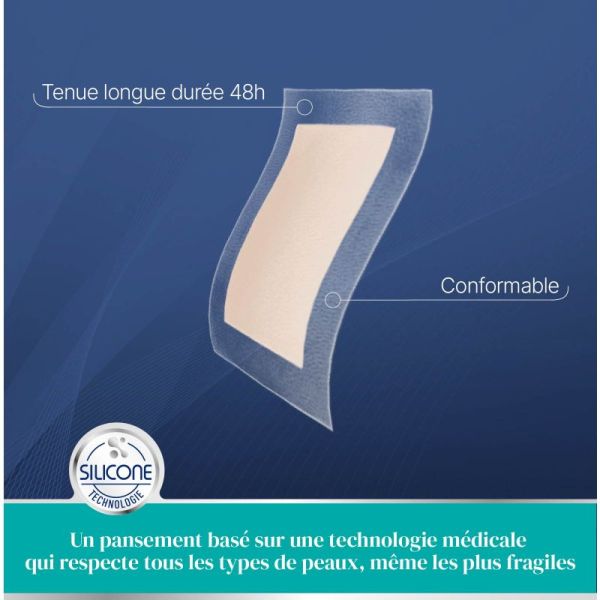 Urgo Silicone Protect + -  8 Pansements prédécoupés format large - Tenue 48h