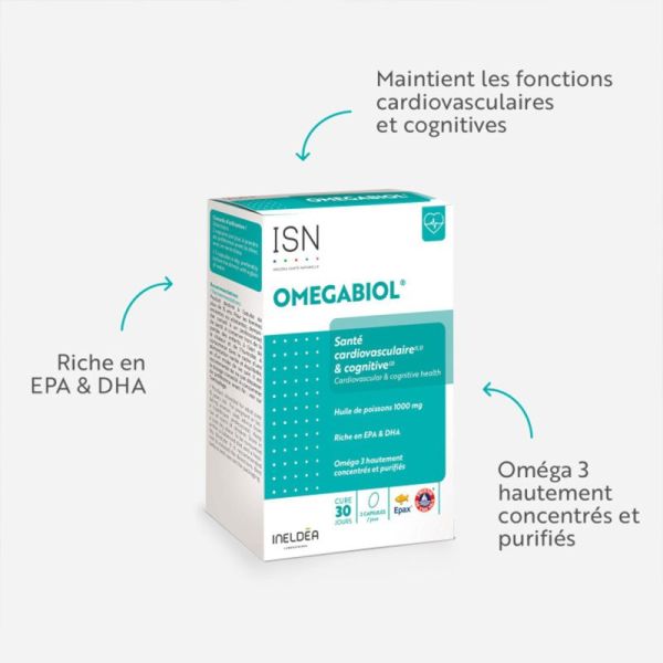 Ineldea Omégabiol - 60 capsules - Soutient les fonctions cardiaques et cognitives