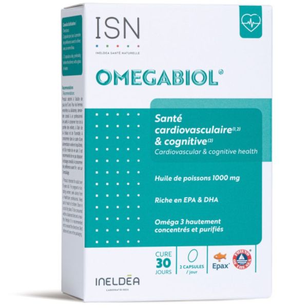 Ineldea Omégabiol - 60 capsules - Soutient les fonctions cardiaques et cognitives